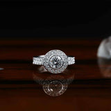 1.5ct Round Cut VVS1 Diamond Engagement Ring 14k WhiteGold Finish Halo Solitaire