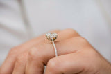 2.8ct Cushion Cut Diamond Solitaire with Accents Ring 14k Yellow Gold Finish