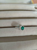 1ct Engagement Ring Round Cut Green Emerald Infinity 14k White Gold Finish
