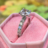 2.25ct Round Cut Moissanite Solitaire with Accents Ring 14k White Gold Plated