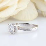2.5ct Round Cut Diamond Engagement Ring Dual Row Accents Halo 14k WhiteGold Over