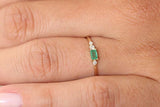 0.5ct Baguette Cut Green Emerald Petite Minimalist Ring 14k Yellow Gold Finish