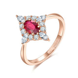 1ct Oval Cut Pink Ruby Engagement Ring Cluster Diamond Halo 14k Rose Gold Finish