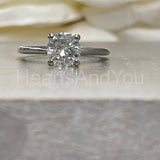 0.15ct Round Cut Moissanite Solitaire Engagement Ring 14k White Gold Plated