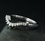 Curved Stackable Wedding Ring Band 0.75ct Round Cut Diamond 14k WhiteGold Finish