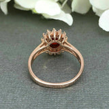2.4ct Oval Cut Red Garnet Floral Solitaire Engagement Ring 14k Rose Gold Finish