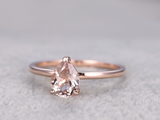 0.5ct Pear Cut Peach Morganite Engagement Ring Solitaire Women 14k RoseGold Over