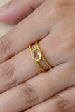 1ct Oval Cut Peach Morganite Open Stackable Dual Split Band 14k Yellow Gold Over