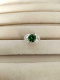 2.2ct Round Cut Green Emerald Bezel Set Solitaire Ring 14k White Gold Finish