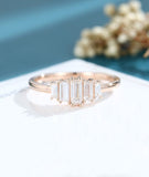 0.5ct Baguette Simulated Diamond Five Stone Engagement Ring 14k Rose Gold Plated