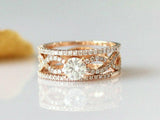 5Ct Round Diamond Bridal Trio Set Infinity Shank Ring Band 14K Rose Gold Finish