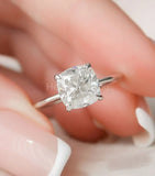 2.2ct Cushion Simulated Diamond Solitaire Engagement Ring 14k White Gold Plated