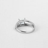 2.6ct Princess Diamond Split Shank Ring 14k White Gold Finish with Round Accents