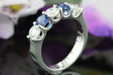 1.8ct Round Cut Blue Sapphire Five Stone Wedding Band Ring 14k White Gold Finish