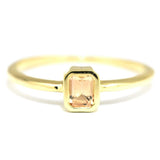 1ct Emerald Morganite Bezel Set Solitaire Engagement Ring 14k Yellow Gold Finish