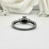 1.5ct Engagement Ring Oval Cut Black Diamond Trilogy Design 14k BlackGold Finish