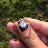 0.45ct Round Cut Moissanite Solitaire with Accents Ring 14k White Gold Plated