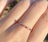 0.2ct Round Cut Simulated Ruby Floral Minimalist Wed Band 14k Yellow Gold Plated