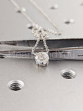 1ct Round Cut Moissanite Solitaire Pendant with Chain 14k White Gold Plated