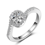 2Ct Round Diamond Twist Swirl Solitaire Engagement Ring 14K White Gold Finish