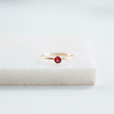 0.2ct Engagement Ring Round Cut Ruby Solitaire Minimalist 14k Yellow Gold Finish