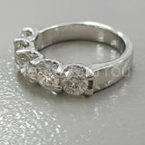 2.1ct Round Cut Moissanite Five Stone Women Wedding Band 14k White Gold Plated