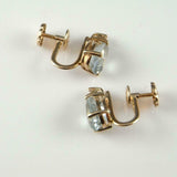 1ct Pear Cut Blue Aquamarine Diamond Teardrop Stud Earrings 14k Yellow Gold Over