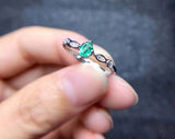 0.56ct Engagement Ring Oval Cut Green Emerald Minimalist 14k White Gold Finish