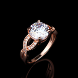 1.6ct Round Cut VVS1D Diamond Engagement Ring 14k Rose Gold Finish Split Shank