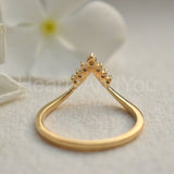 0.25ct Round Cut Moissanite Curved Chevron Crown Ring 14K Yellow Gold Plated