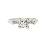 1.2ct Asscher Cut Diamond Baguette Accents Trilogy Ring 14k White Gold Finish