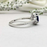 2.3ct Engagement Ring Oval Cut Sapphire Diamond Accent Halo 14k WhiteGold Finish