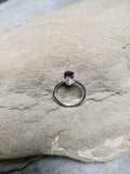 1.1ct Engagement Ring Pear Cut Pink Ruby Solitaire Women 14k White Gold Finish