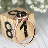 3Ct Round Cut Black Diamond Halo Solitaire Engagement Ring 18K Rose Gold Finish