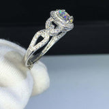 2.4ct Round Cut Diamond Engagement Ring Halo Open Link Shank 14k White Gold Over