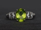 2.4ct Oval Cut Green Peridot Solitaire Split Shank Ring 14k White Gold Finish