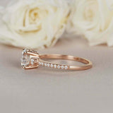1.6ct Round Cut Diamond Engagement Ring Trilogy 14k Rose Gold Finish with Accent