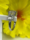 1.5ct Asscher Cut VVS1 Diamond Five Stone Engagement Ring 14k White Gold Finish