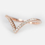 0.3ct Round Cut Moissanite Curved Minimalist Wedding Band 14k Rose Gold Plated