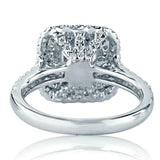 2.5ct Asscher Diamond Engagement Ring Round Accent Dual Halo 14k White Gold Over