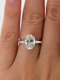 2.5ct Oval Diamond Trilogy Engagement Ring 14K White Gold Over Baguette Accent
