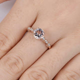 1.6ct Round Cut Peach Morganite Engagement Ring Diamond Accent 14k RoseGold Over