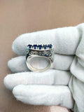 3ct Engagement Ring Oval Cut Blue Sapphire Filigree Cocktail 14k White Gold Over