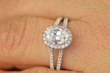 3.6Ct Oval Cut Diamond Halo Split Shank Engagement Ring 14K White Gold Finish