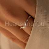 0.5ct Baguette Cut Simulated Diamond Curved Chevron Band 14k Yellow Gold Plated