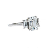 2ct Emerald Cut Diamond Engagement Ring Solitaire Trilogy 14k White Gold Finish