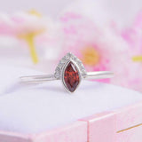 1.5ct Marquise Cut Red Garnet Engagement Ring Unique Stylish 14k White Gold Over