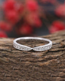 0.35ct Round Cut Moissanite Stackable Women Wedding Band 14k White Gold Plated
