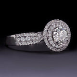 4.5Ct Round Cut Diamond Dual Halo Cocktail Engagement Ring 18K White Gold Finish