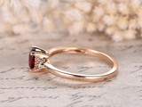 1.5ct Oval Pink Ruby Engagement Ring Round Accent Solitaire 14k Rose Gold Finish